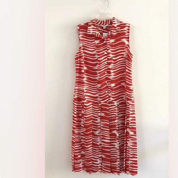 CAbi | Womens Red Brushstroke Dress Button Front Size S - Picture 6 of 13
